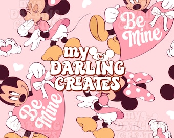 マジカルバレンタイン ピンクマウスパーク テーマパーク | デジタルダウンロード | 布用昇華転写シームレスファイル | 繰り返しパターン