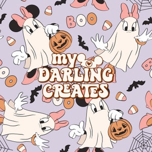 Magical Mouse and friends Ghost Ghouls Halloween seamless file for fabric sublimation | repeating pattern