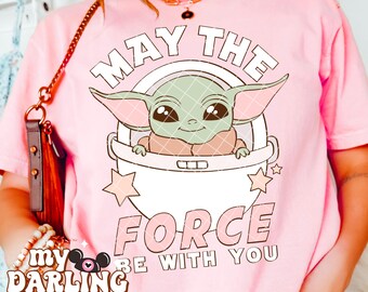PNG Magico Maggio la Forza Bambino Verde Alieno Star War Tshirt Design per sublimazione di tshirt