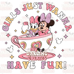 Girls just wanna have fun magical friends in teacups PNG for tshirt sublimation