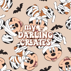 Magical Mouse and friends Mummy Halloween seamless file for fabric sublimation | repeating pattern