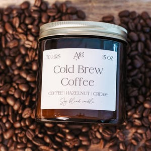 Cold Brew Coffee - 15 oz double wick soy blend wax candle, coffee scented candle, coffee lovers gift, espresso candle, energizing fragrance