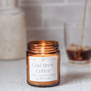Cold Brew Coffee - 8 oz soy blend wax candle, coffee scented candle, coffee lovers gift, espresso candle, energizing fragrance, iced coffee