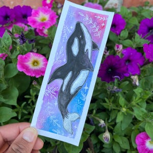 Orca / Killer Whale Watercolor Bookmark | Original Hand Painted