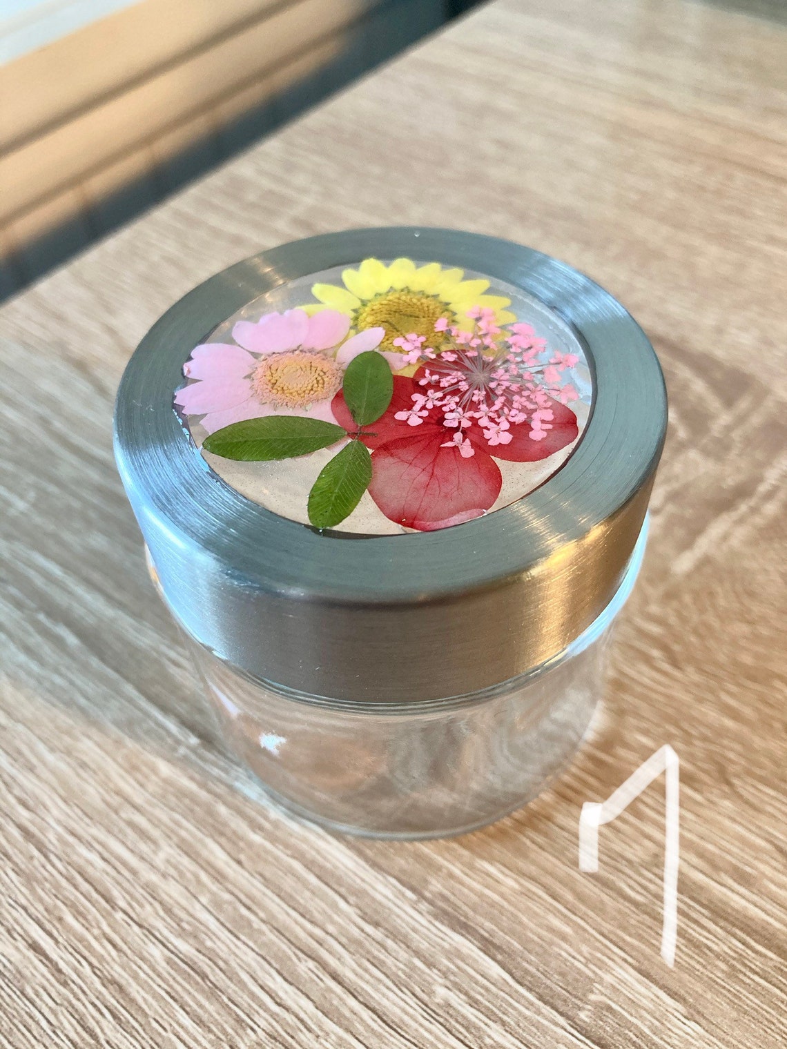 Botanical Stash Jars Pressed Flowers & Resin 3oz Stainless Etsy