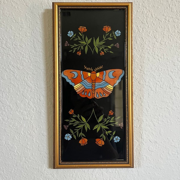 Botanical Gold Frame Wall Hanging | Bohemian Wall Decor | Hand Painted Art | Resin Art