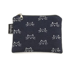 kleine handgemachte Geldbörse * Geldbeutel aus Baumwolle * Portmonee mit Katzen Print * Portemonnaie vegan * kleine Tasche
