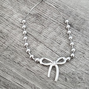 Silver Bow Bracelet | Sterling Silver Bracelet | Silver Bracelet | Silver Bead Bracelet | Bolo Bracelet | Bow Bracelet