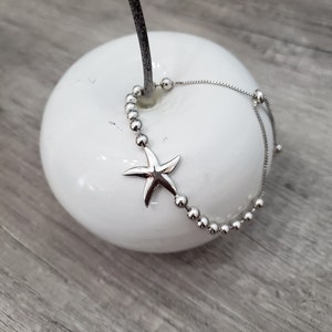 Sterling Silver Bracelet | Silver Starfish Bracelet | Silver Bracelet | Starfish Bracelet | Silver Bead Bracelet | Bolo Bracelet