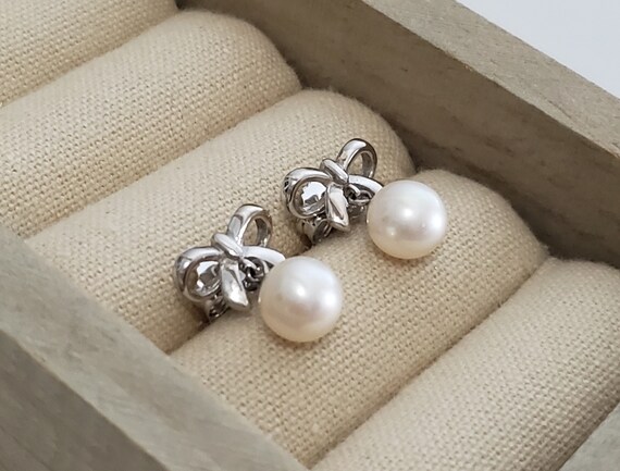 Pearl Earrings | Bow Earrings | Sterling Silver Ea