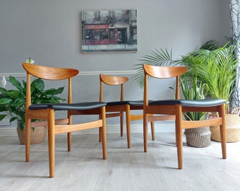 Mid century retro teak dining chairs by Jentique set of 3