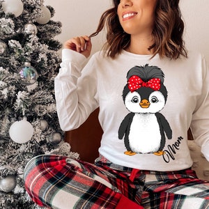 Long Sleeve Penguin Christmas Shirts, Funny Holiday shirts, Christmas Gift, Family Matching shirts, Holiday shirts , Penguin With Hat 600