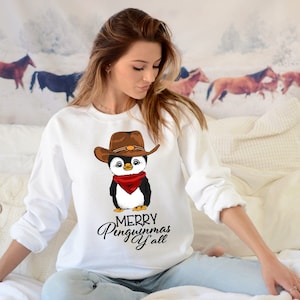 Penguin Christmas Personalized sweatshirts, Christmas Sweatshirts, Family Sweatshirts, Christmas Gift, Merry Penguinsmas Y&#39;all Sweatshirt