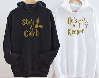 Koppels Sweatshirts, Hoodies, She's a Catch He's a Keeper Hoodies, Koppels Matching Hoodies, Verjaardag, Kerstcadeau voor koppels