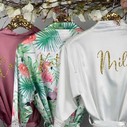 Bridesmaid Robes Tropical Leaf Print Robes Bridesmaid Gift Etsy