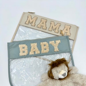 Personalized Baby Boy Clear Pouch , Toiletry Bag, Clear Bag For Diaper Bag, Personalized Clutch, Cosmetic Bag Pouch,  Mama Bag