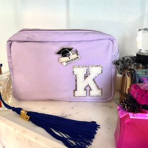 Graduation Gift Make Up Bag, personalized Nylon Bags , Gift for Girls, Graduate 2023, Personalized  Nylon Bag with Patches , Pearls Patches
