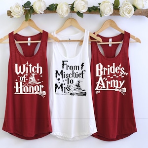 Bachelorette Party Tank Tops, Bridesmaid Gift, Witch of Honor Shirts, House Bachelorette, Maid Of Honor, Wizard Themed Bachelorette. 0426