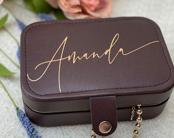 Caja de joyería de viaje personalizada, regalo de dama de honor, regalo de dama de honor, organizador de joyas, estuche de viaje, regalo del día de la madre, regalo de graduación 120