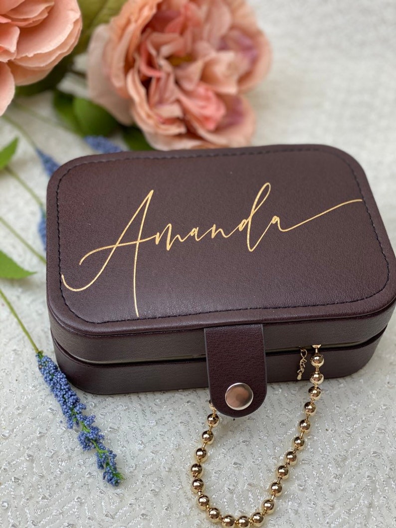 Personalized Travel Jewelry Box Bridesmaid Gift Bridesmaid Etsy