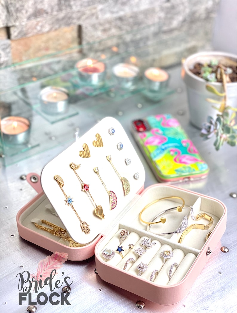 Personalized Travel Jewelry Box Bridesmaid Gift Jewelry Etsy