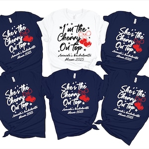 Cherry Bachelorette Shirt Retro Bride Tee, Cherry On Top Bridal Shower Shirt, Summer Bach Party, Cute Cherry Themed Bachelorette Tee, bridal