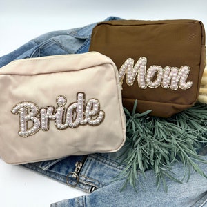 Personalized Makeup Bag, Toiletry Bag, Bridesmaid Bag, Bridesmaid Proposal, Personalized Clutch, Cosmetic Bag Pouch, Velvet, Leather