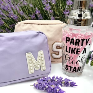 Personalized Makeup Bag, Toiletry Bag, Bridesmaid Bag, Bridesmaid Proposal, Personalized Clutch, Cosmetic Bag Pouch, Velvet, Leather