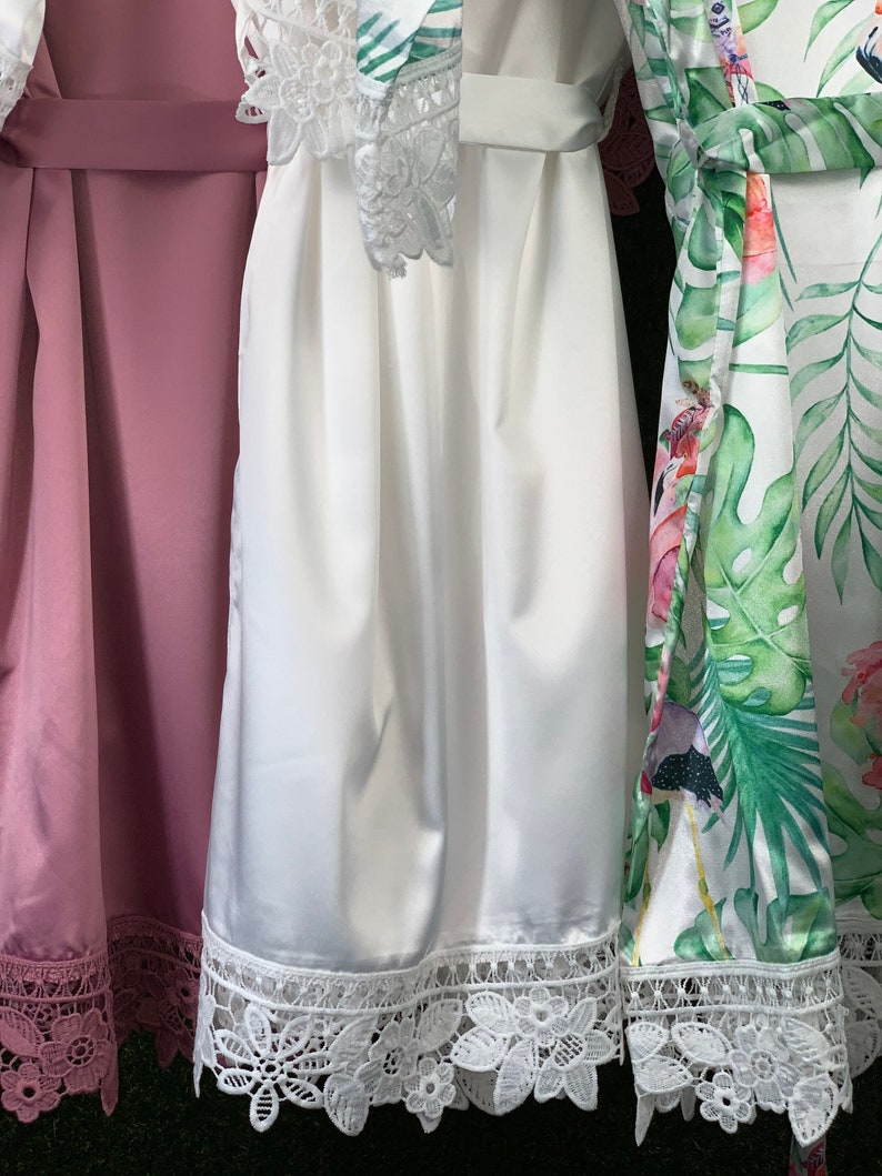 Bachelorette Party Robes Kimono FL720 Bridesmaid Robes Bridesmaid Gift Flamingo Robes Wedding Bridal Party Robes Tropical Leaf Robes