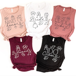 Camiseta sin mangas para dama de honor, regalo para la fiesta nupcial, preparación personalizada para el día de la boda, artículos de moda para despedidas de soltera, camiseta a juego, despedida de soltera 1018
