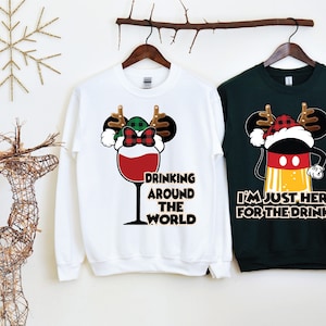Couples Christmas Sweatshirts, Drinking Around the World Minnie wine Glass, Mickey Beer Mug, Vacations shirts, Drinking Shirts, Newlyweds