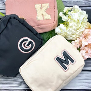 Personalized Makeup Bag, Toiletry Bag, Bridesmaid Bag, Bridesmaid Proposal, Personalized Clutch, Cosmetic Bag Pouch, Velvet, Leather