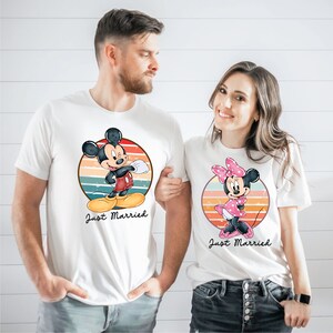 Couples Vacation Disney shirts, Just Married Minnie and Mickey Shirts for Couples, Matching Disney Trip Vacation Shirts,  Retro 812
