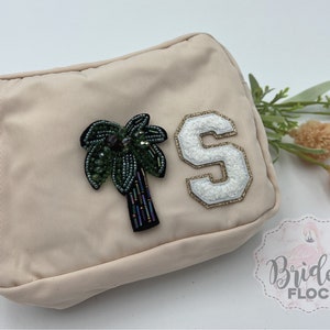 Palm Tree Personalized Makeup Bag, Toiletry Bag, Bridesmaid Bag, Bridesmaid Proposal, Personalized Clutch, Cosmetic Bag Pouch, Palm Tree