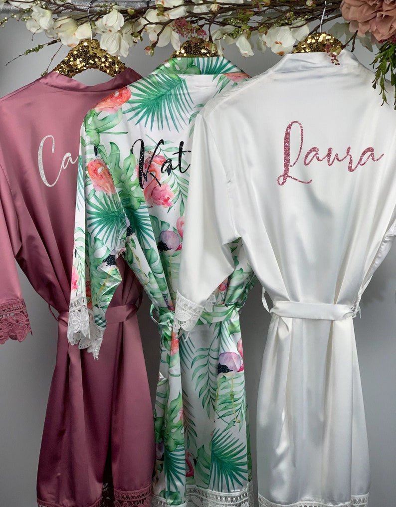 Bridesmaid Robes Tropical Leaf Print Robes Bridesmaid Gift Etsy