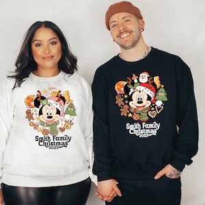 Couples Christmas Sweatshirt, Minnie and Mickey Retro Sweatshirts, Vintage Christmas Sweatshirt, Retro Christmas, Hippie, 70s,  901retro