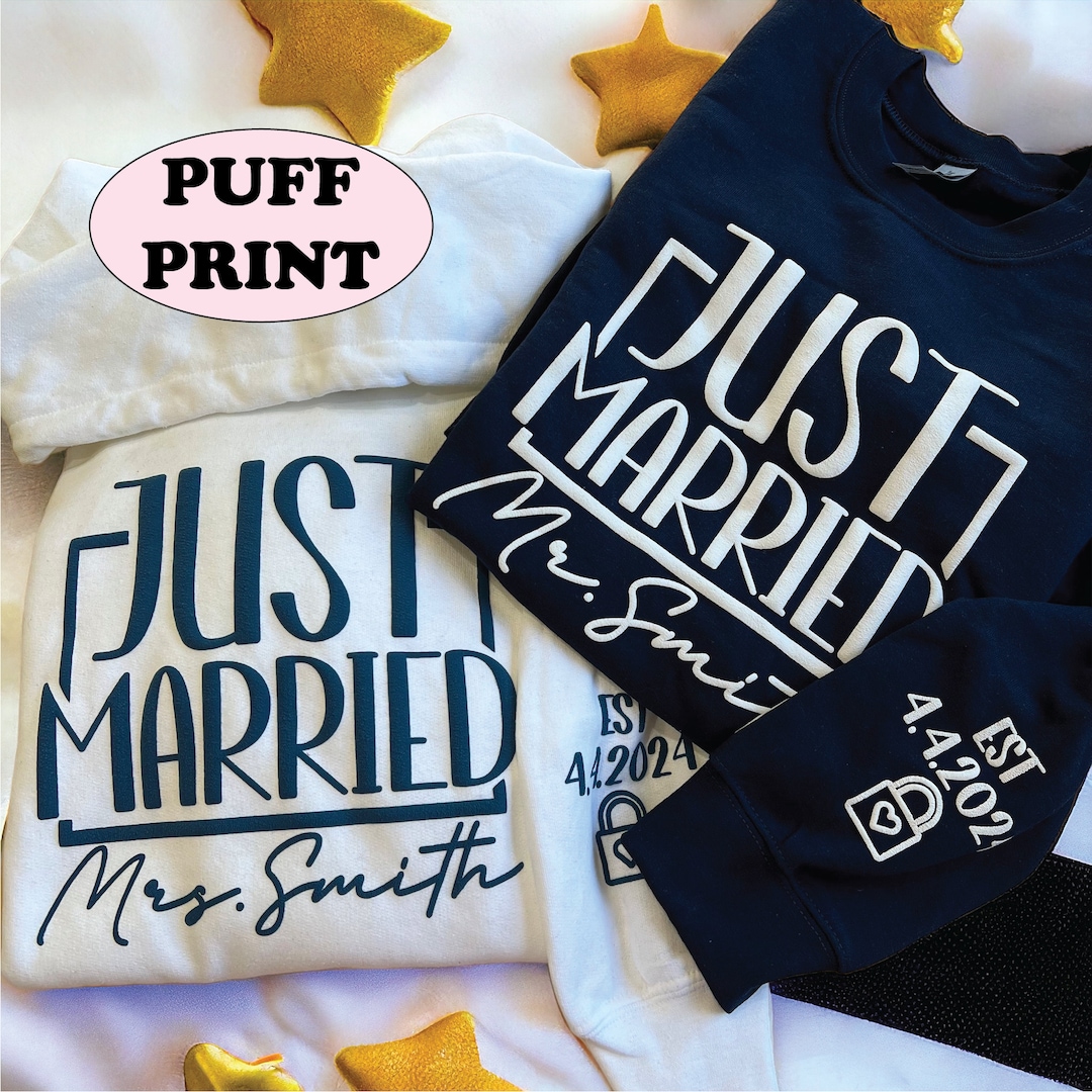 Just Married Mr and Mrs Sweatshirts, Honeymoon Hoodies, Couples