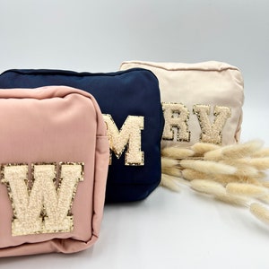 Personalized Makeup Bag, Toiletry Bag, Bridesmaid Bag, Bridesmaid Proposal, Personalized Clutch, Cosmetic Bag Pouch, Velvet, Leather