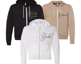 Bride Sweatpants and hoodie, Bridesmaid Sweatpants, Bridesmaid Zipper Hoodies, Bridal Gift, Bride Sweatpants, Wedding gift,  710VERTI