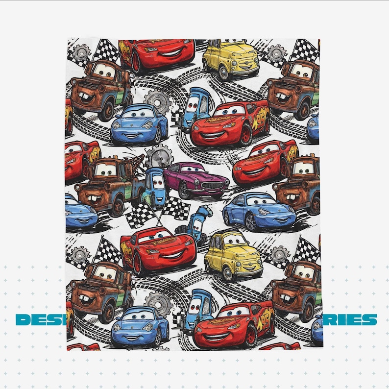 Lightning McQueen Cars Plush Blanket | Velveteen Cozy Kids Car Throw image 2