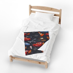 Dark Grey Lightning McQueen Cars Plush Blanket | Velveteen Cozy Kids Car Throw image 6
