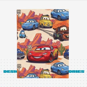 Lighting McQueen and Mater & Guido Finish Line Cars Blanket | Velveteen Plush Blanket image 1