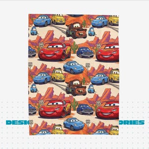 Lighting McQueen and Mater & Guido Finish Line Cars Blanket | Velveteen Plush Blanket image 8