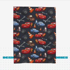Dark Grey Lightning McQueen Cars Plush Blanket | Velveteen Cozy Kids Car Throw image 8