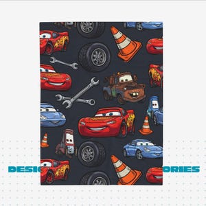 Dark Grey Lightning McQueen Cars Plush Blanket | Velveteen Cozy Kids Car Throw image 1