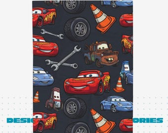 Dark Grey Lightning McQueen Cars Plush Blanket | Velveteen Cozy Kids Car Throw