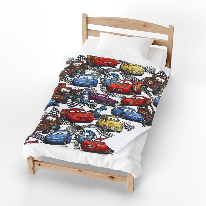 Lightning McQueen Cars Plush Blanket | Velveteen Cozy Kids Car Throw image 7