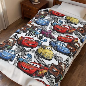 Lightning McQueen Cars Plush Blanket | Velveteen Cozy Kids Car Throw image 5