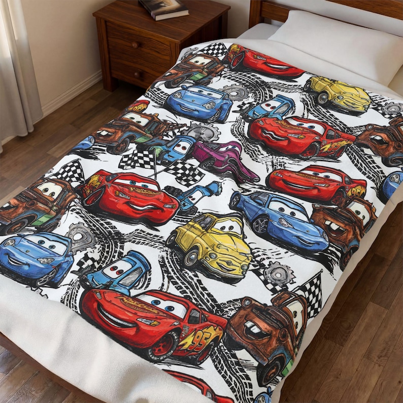 Lightning McQueen Cars Plush Blanket | Velveteen Cozy Kids Car Throw image 5