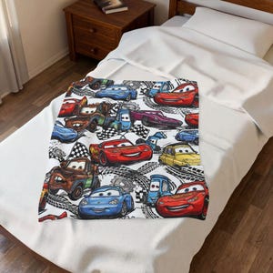 Lightning McQueen Cars Plush Blanket | Velveteen Cozy Kids Car Throw image 4